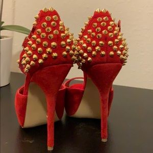 Steve Madden Shoes - Red studded platform peep toe heels Steve Madden Shoes - Red studded platform peep toe heels